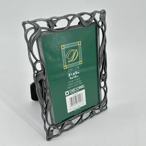 Decorel Vintage Art Nouveau Pewter Tone Floral Vine Metal Photo Frame 3.5x5
